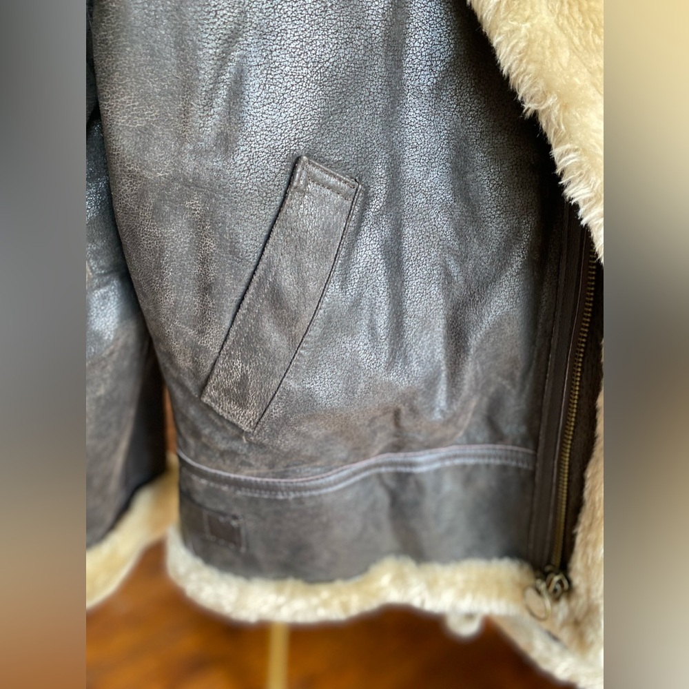 VTG Style B3 Aviator Bomber Military Airforce Flying Biker 80s 90s Leather Coat - Picture 7 of 15